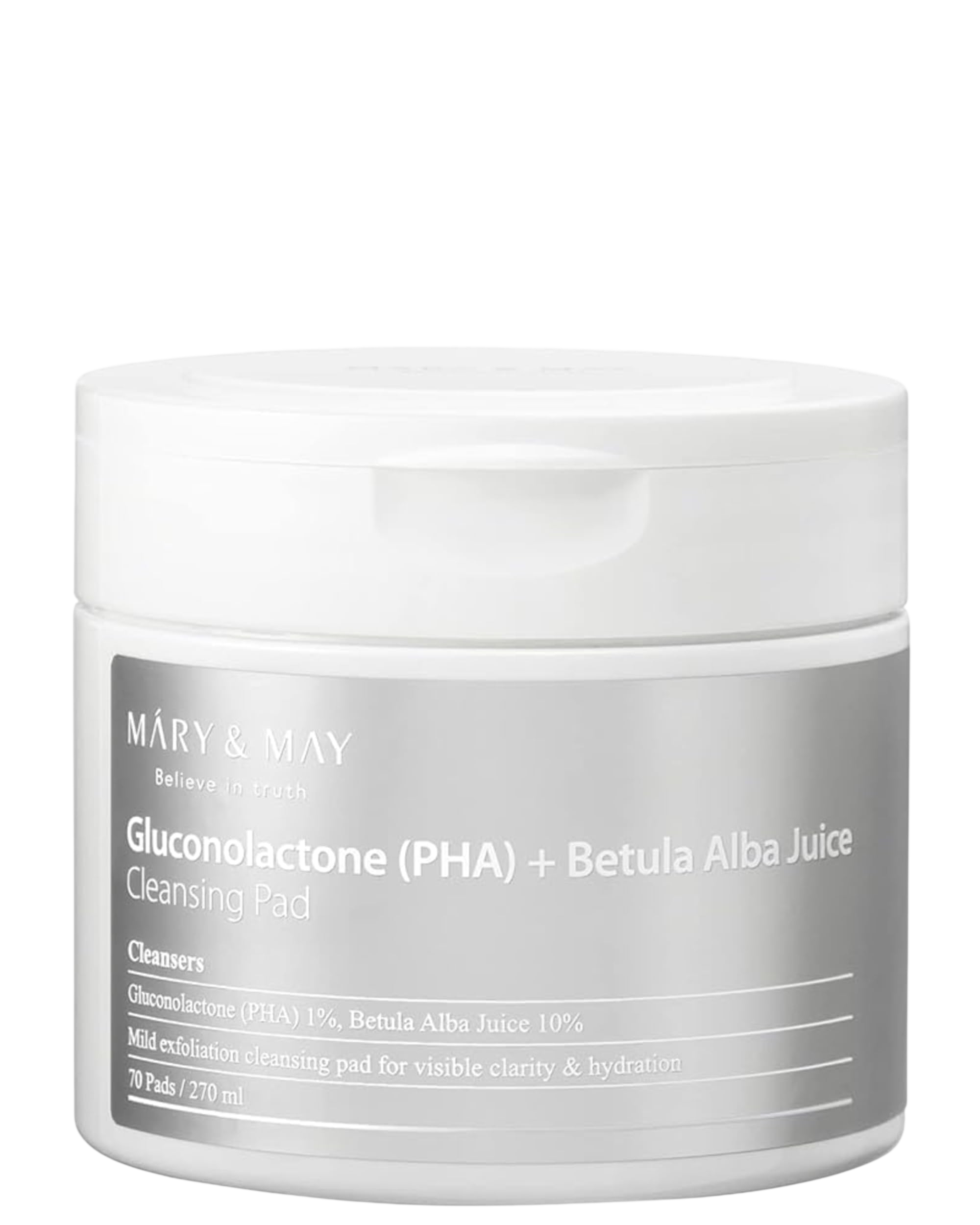 Mary&May Gluconolactone (PHA)+Jus de Bouleau Blanc Pad Nettoyant